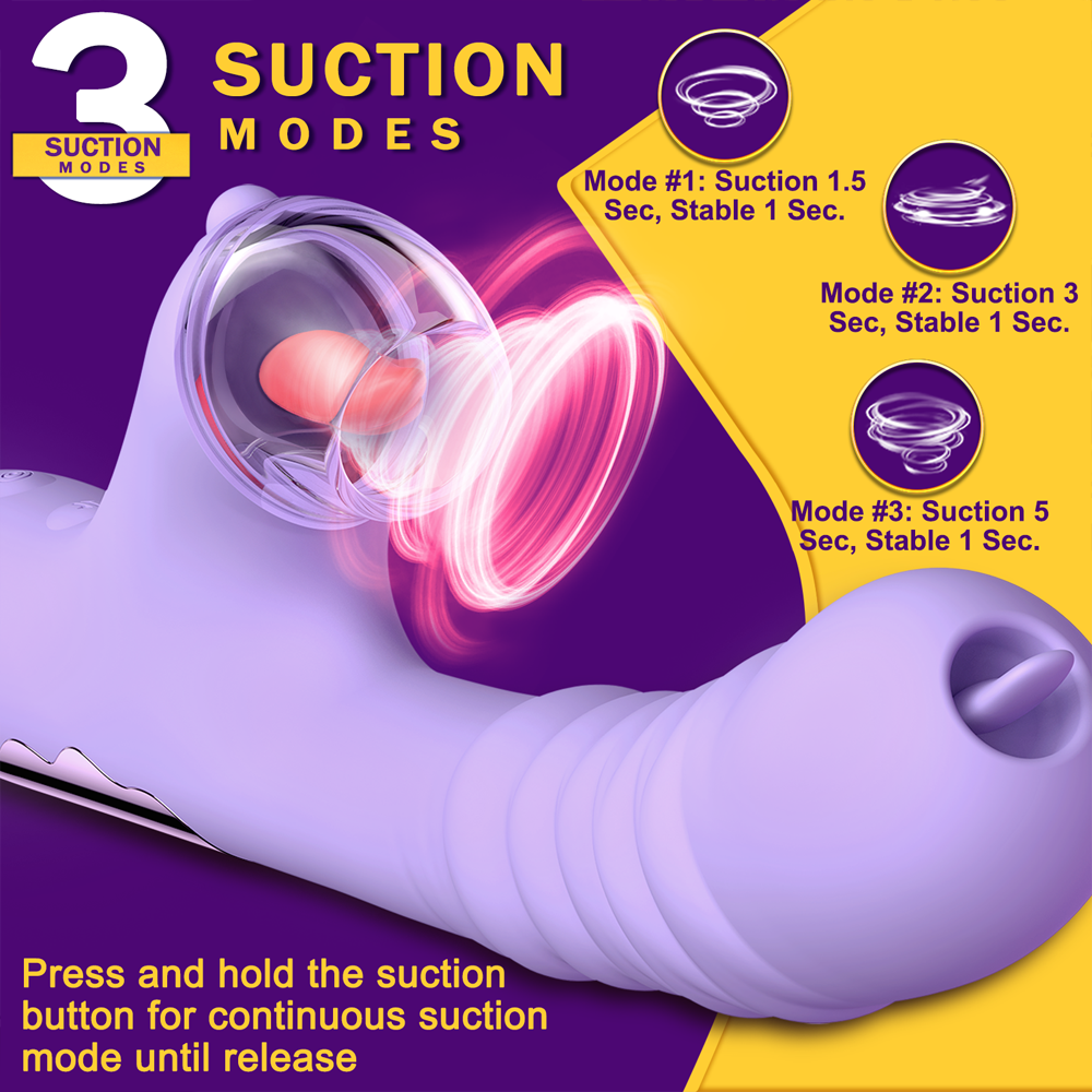 Sexeeg Small Dinosaur Vibrator - Multi-frequency Telescopic Tongue Sucking Clit Stimulation Vibrator