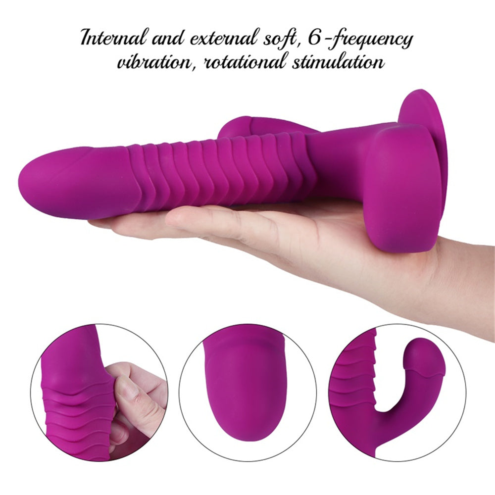 Sexeeg 360 Degree Rotating Telescopic Dildo Vibrator With Suction Cup Wireless Remote Control