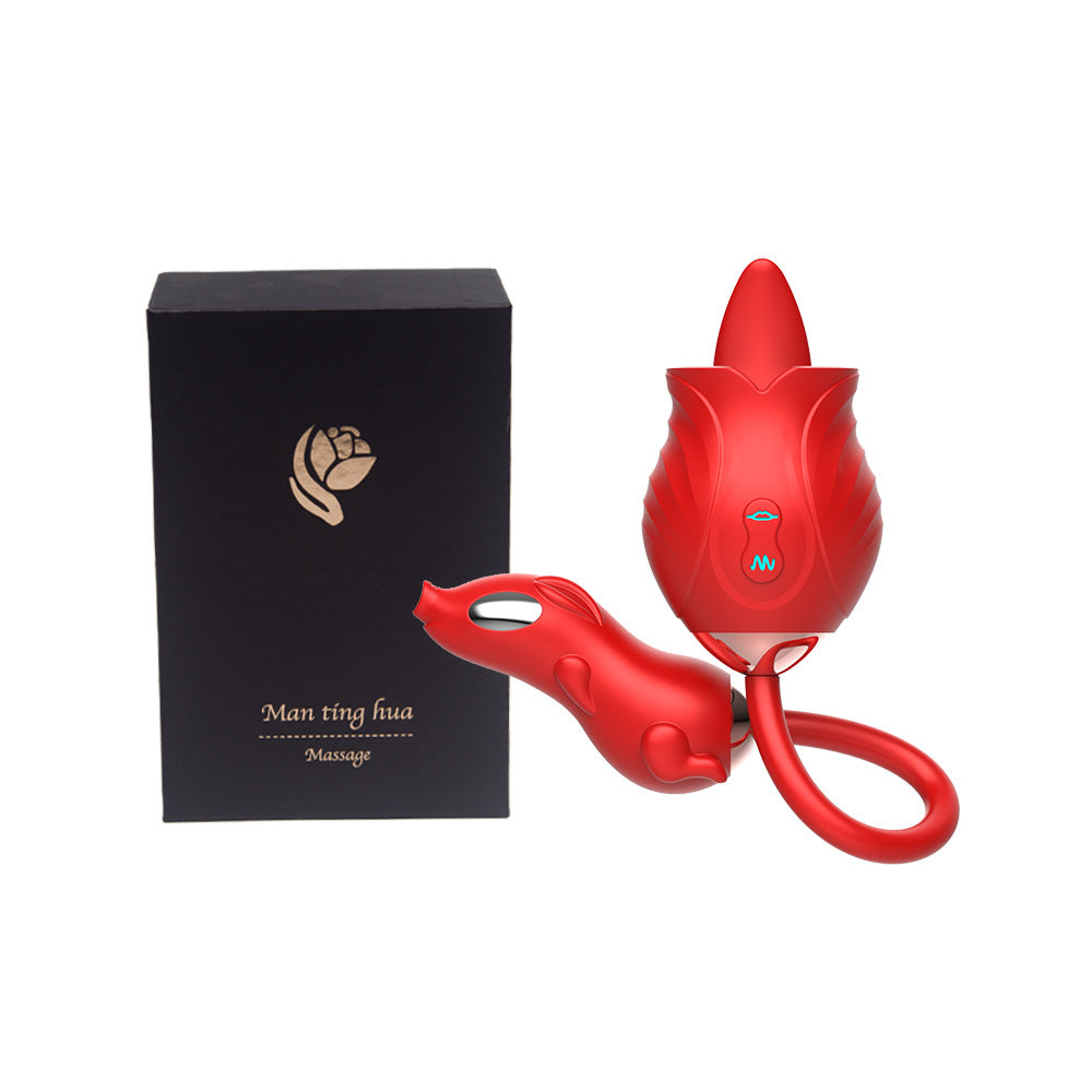 Sexeeg New Rose Double Head Tongue Licking Vibration Jump Egg For Women