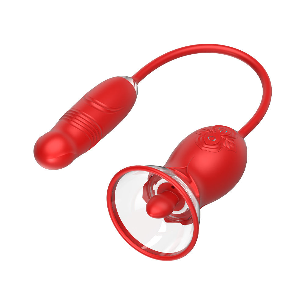 Sexeeg Rose Tongue Extender Clitoris Sucker Dildo Sex Toy For Women