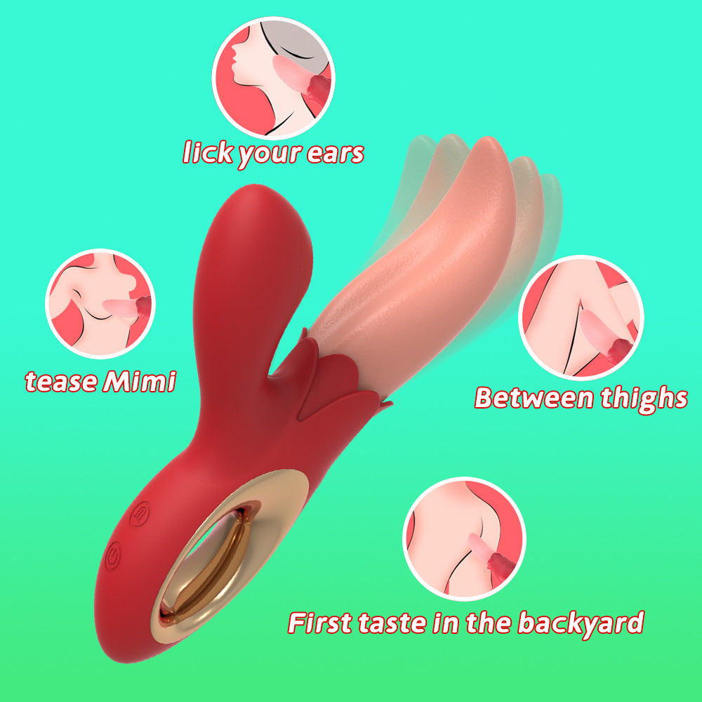 Sexeeg Multiple Frequency Conversion Sucking / Tapping Rose Tongue-licking Vibrator