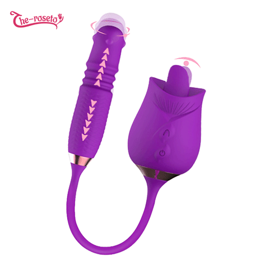Sexeeg Purple Rose Toy Rotating Pearls Telescopic Tongue-licking Vibrator