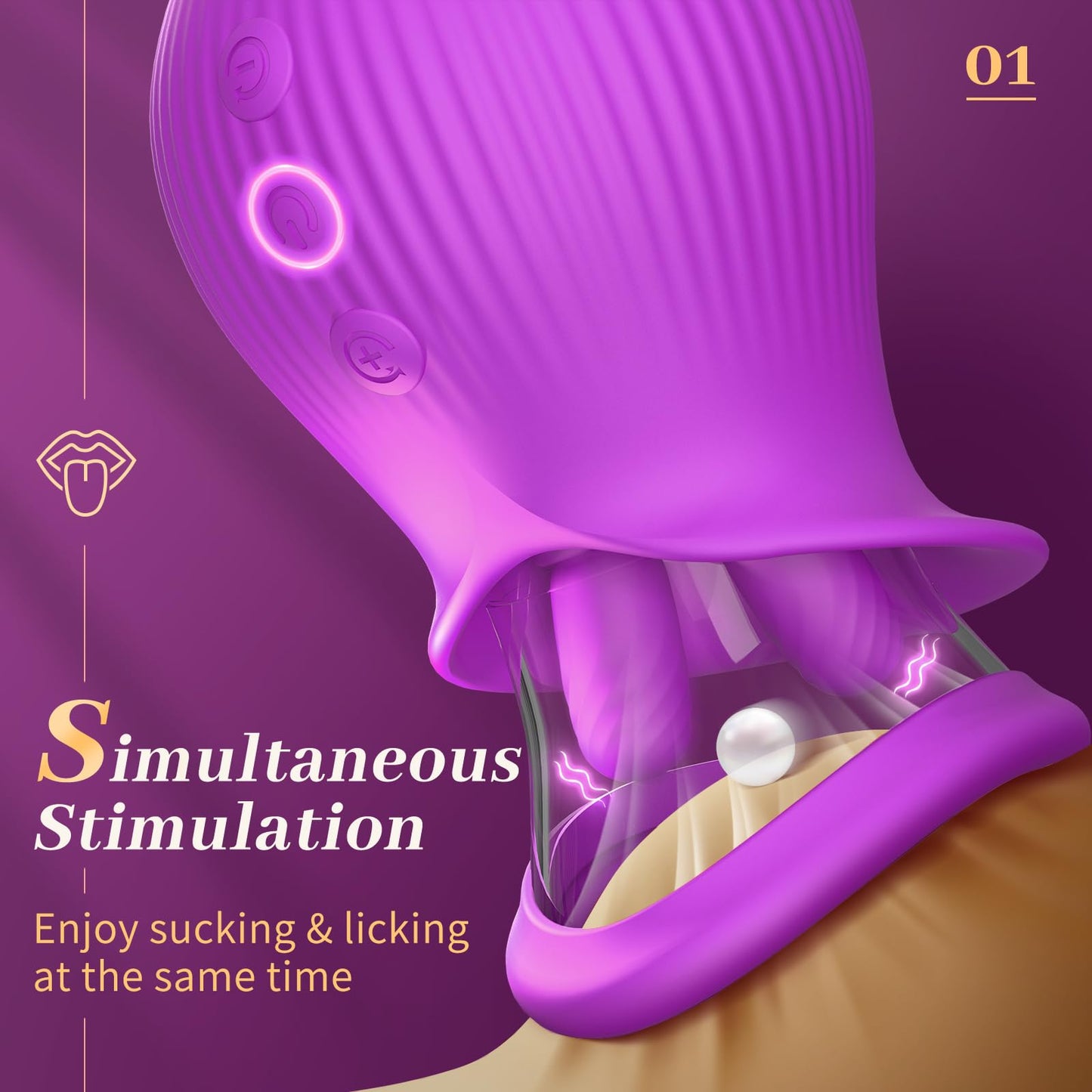 Sexeeg Rose Romeo - 3in1 Rose Sex Toy with 2 Suction Cups, Adult Toys Female Clitoral Nipple Vibrators with 10 Licking Sucking Vibrating