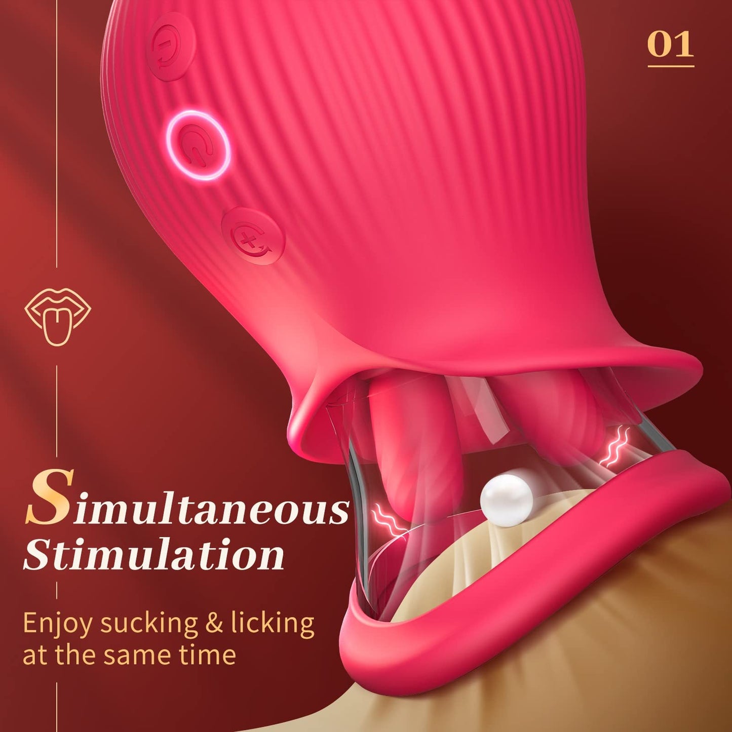 Sexeeg Rose Romeo - 3in1 Rose Sex Toy with 2 Suction Cups, Adult Toys Female Clitoral Nipple Vibrators with 10 Licking Sucking Vibrating