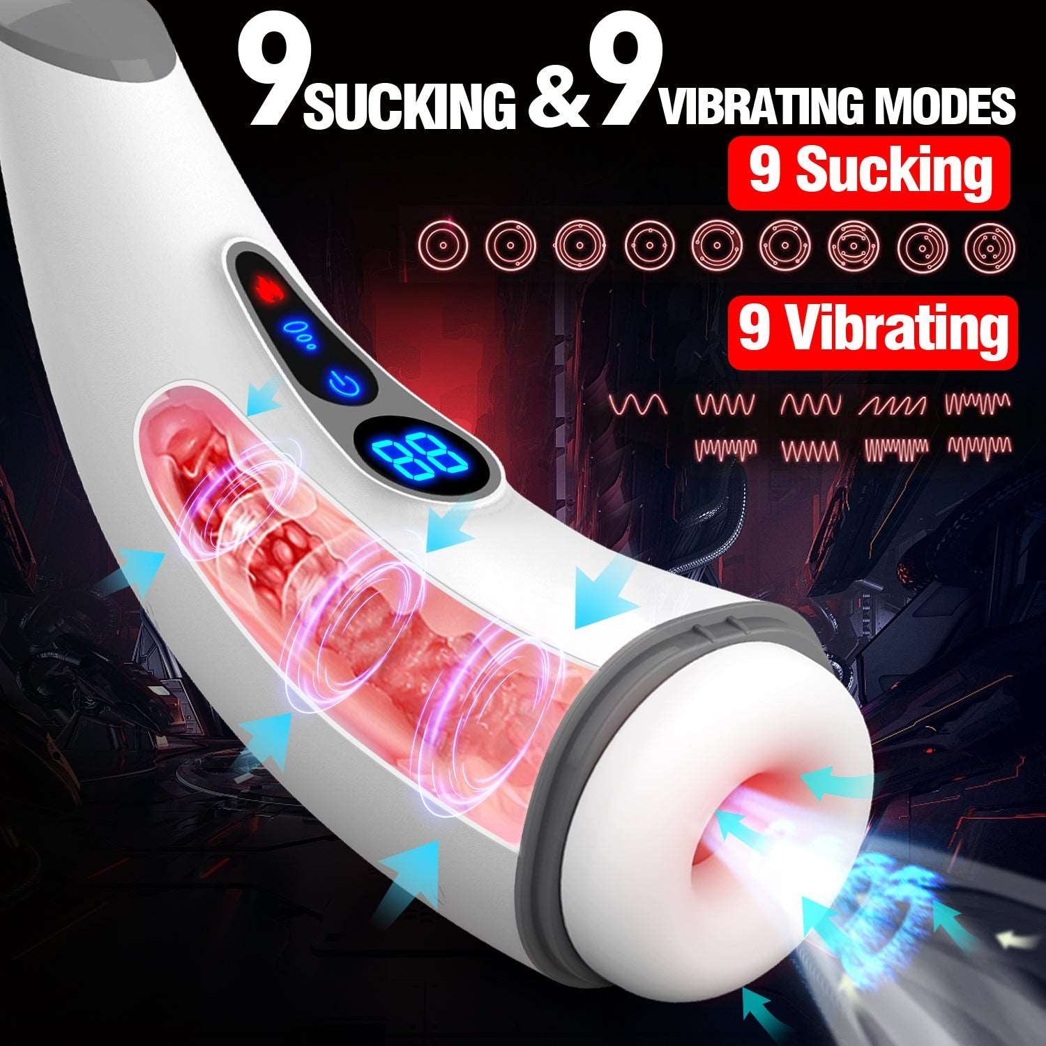 Sexeeg 007 PRO 9-Frequency Suction 9-Frequency Vibration Heating and Sound-Enabled Male Masturbator 
