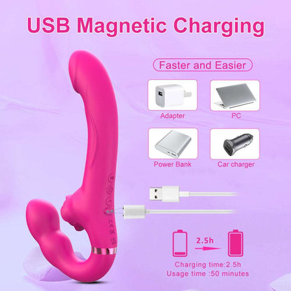 Sexeeg 3-in-1 Rose Clit Stimulator Dual Motor Shock Panty Vibrator 