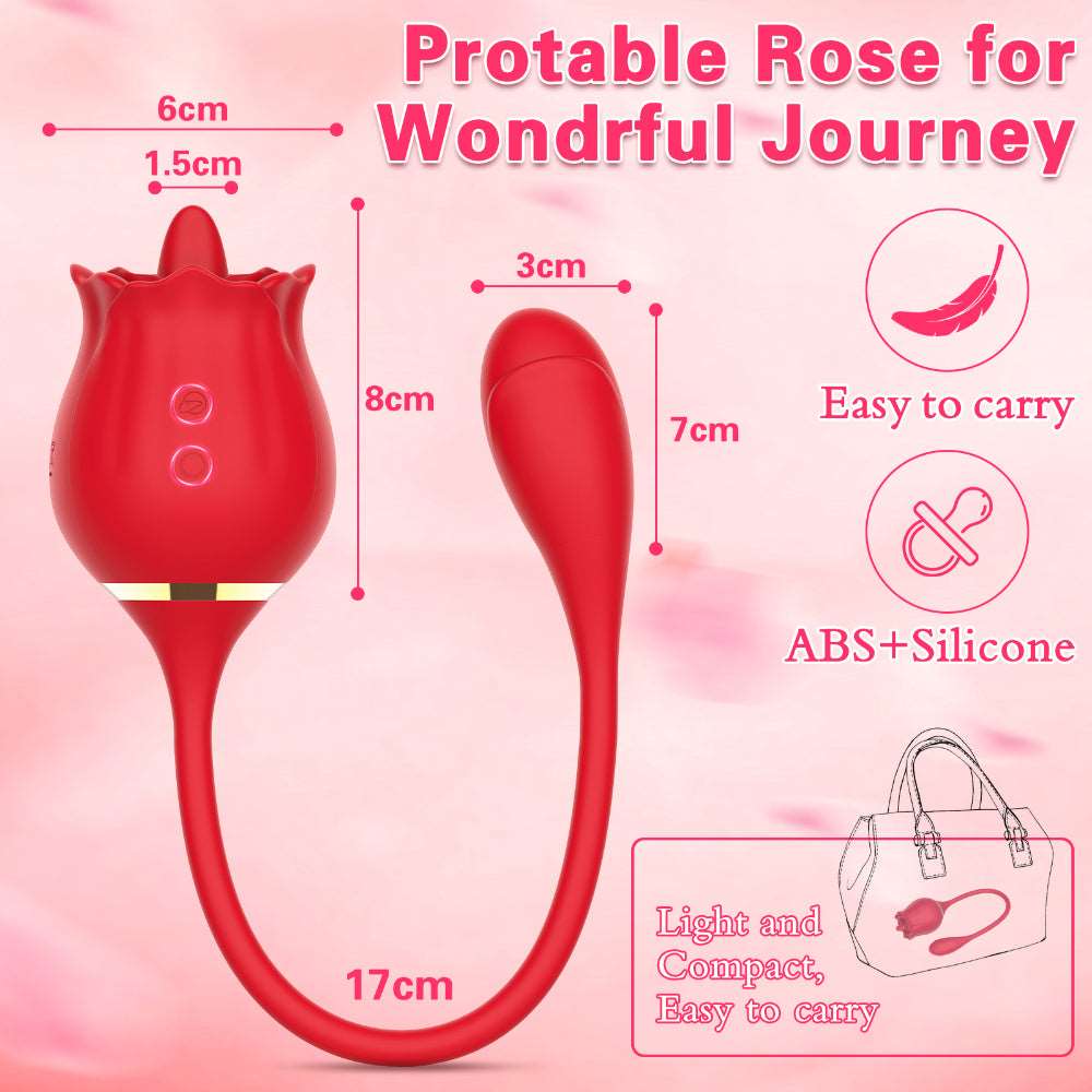 Sexeeg 2 In 1 Rose Clitoris Vibrator Tongue Licking Thrusting Vibrator Nipple Stimulator