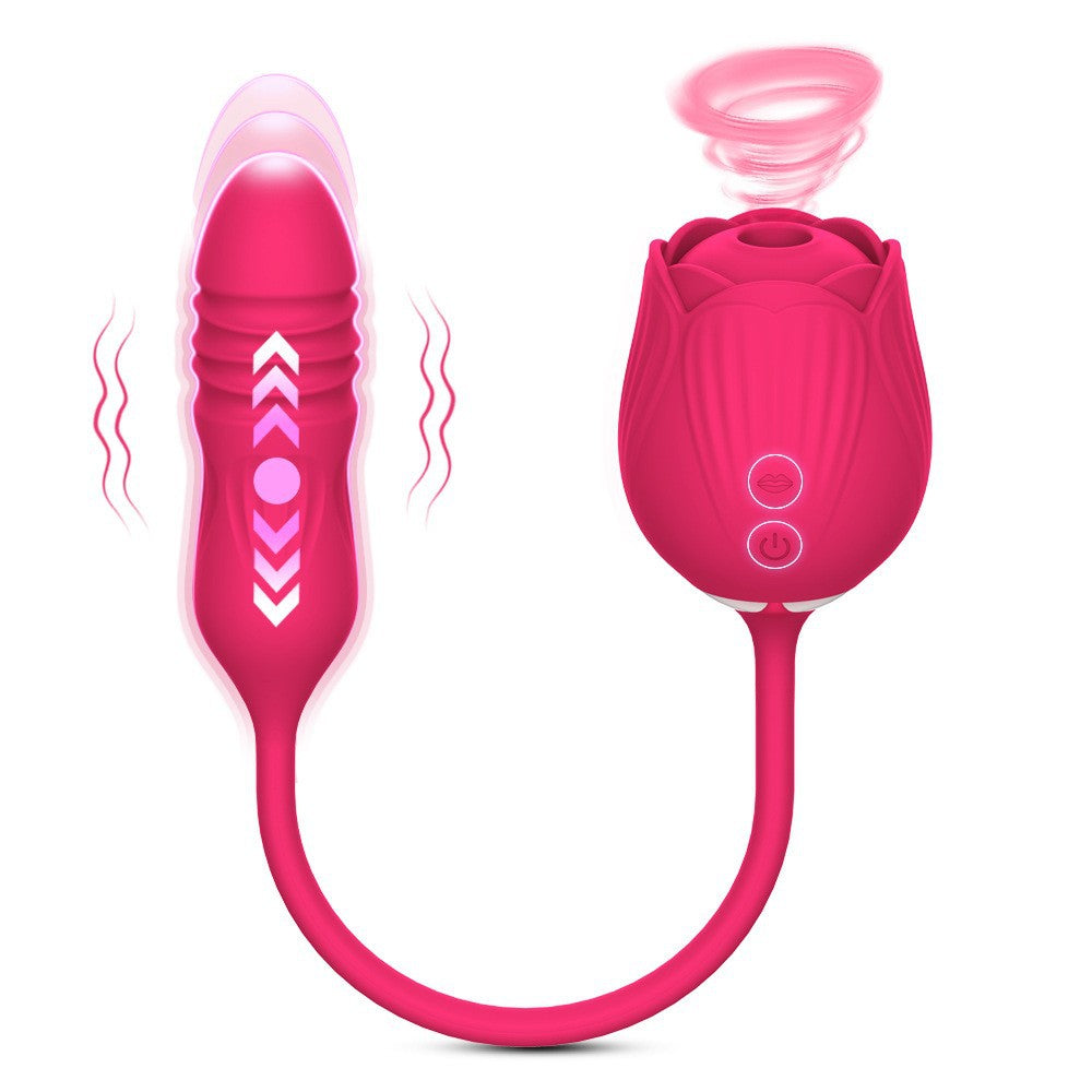 Sexeeg Rose Toy Vibrator Female Telescopic Egg Jumping Tongue Licker Sex Toys 