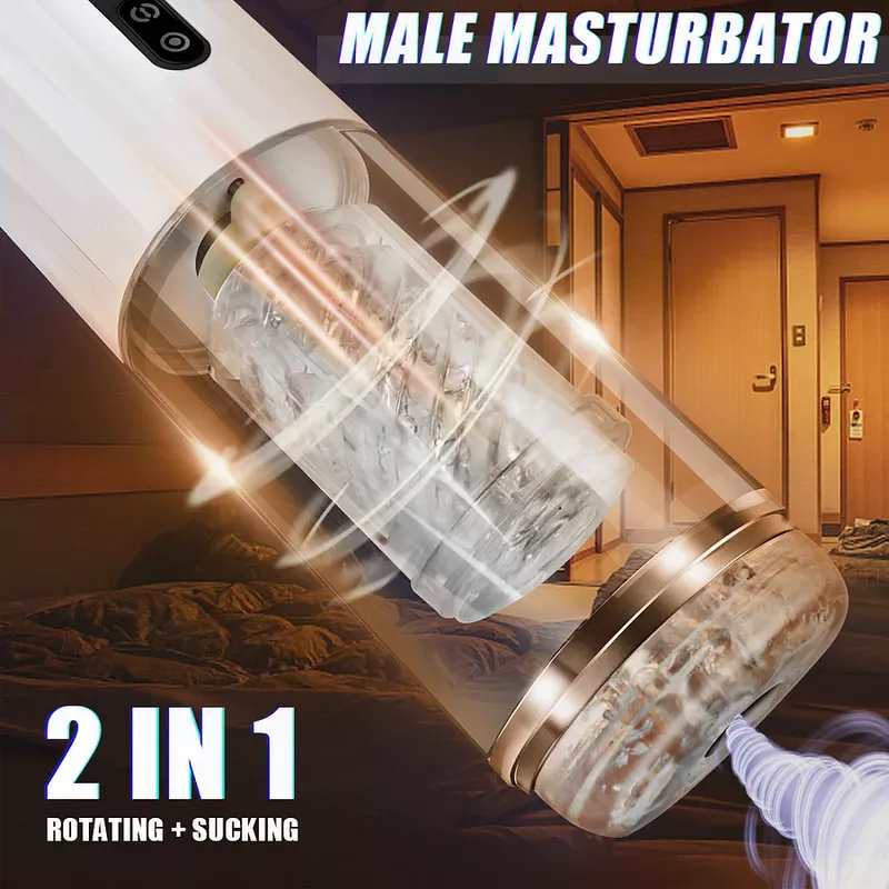 Sexeeg 10-Frequency Rotating 10-Frequency Retractable Male Masturbator