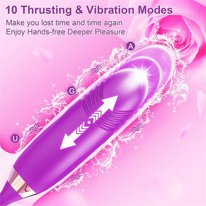 Sexeeg Rose Muncher Rose Kiss Tongue Vibrator With Thrusting Dildo Vibrator 