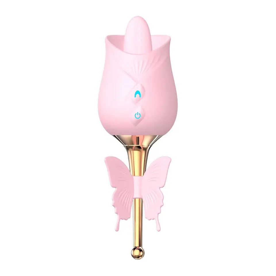 Sexeeg 10-Frequency Vibration Tongue Licking Rose Vibrator 