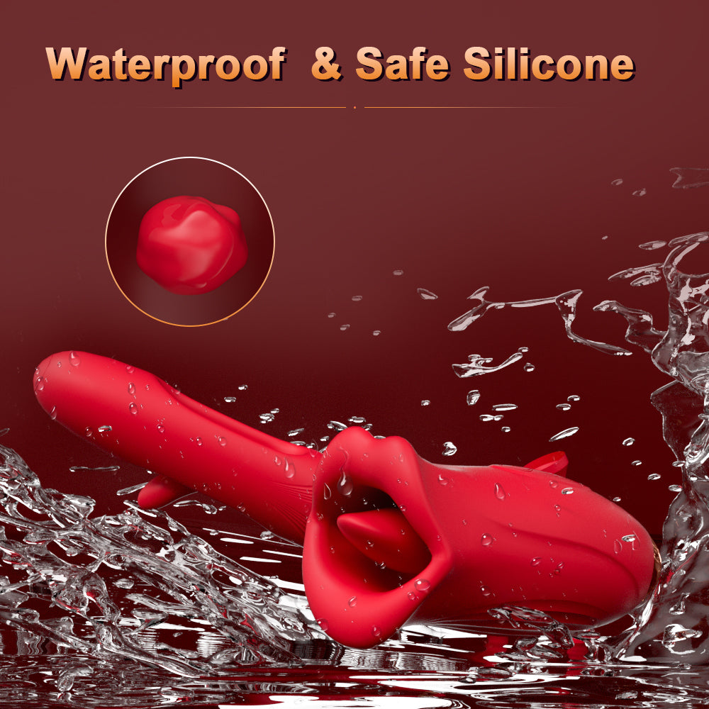 Sexeeg Rose Muncher Lip Tongue Suction Vibrator With Patting Dildo Vibrator 