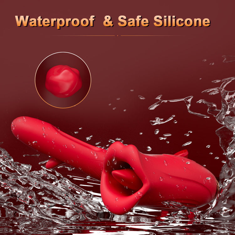 Sexeeg Rose Muncher Lip Tongue Suction Vibrator With Patting Dildo Vibrator 