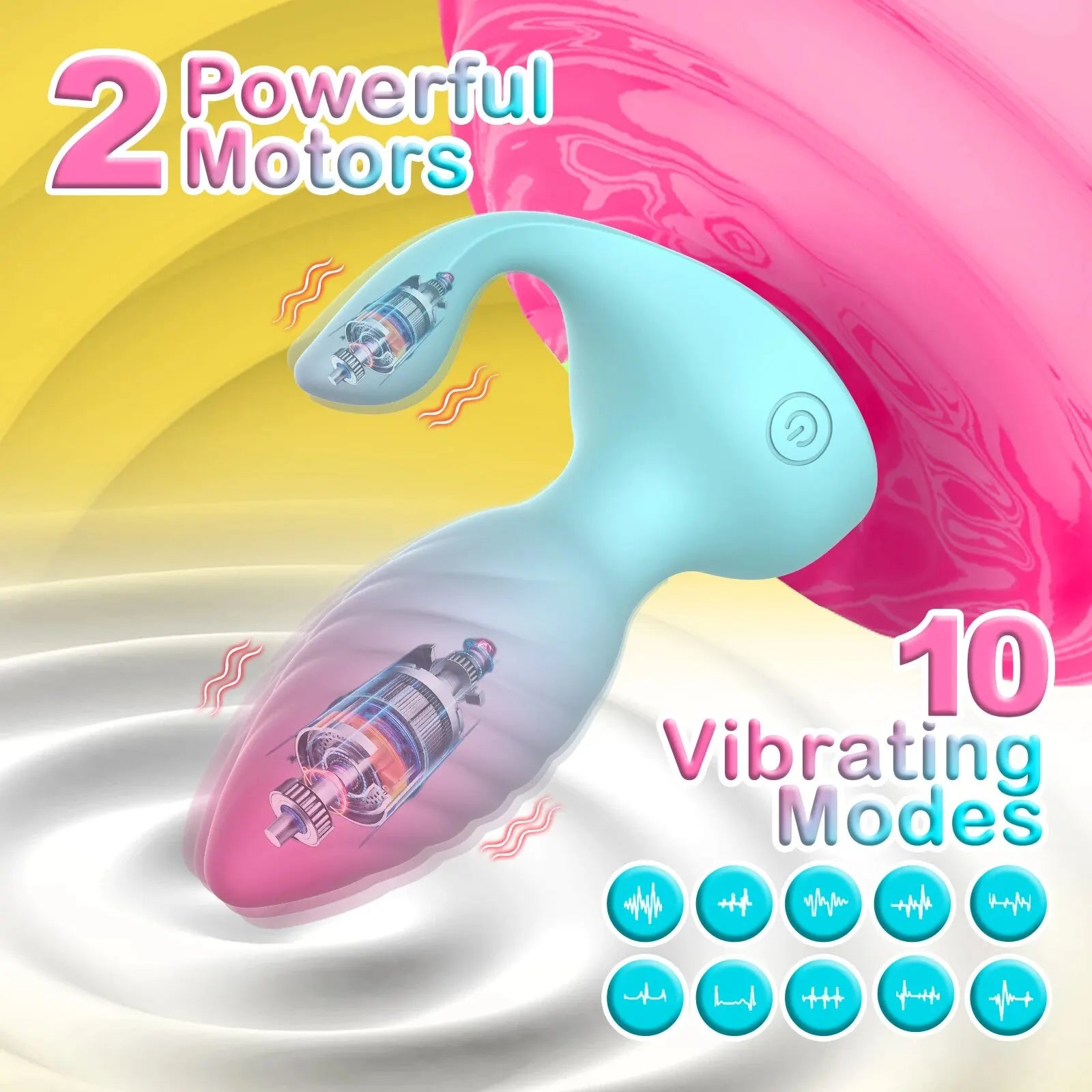 2 in 1 Butt Plug Remote Control Prostate Massager Dual Motors Anal Vibrator