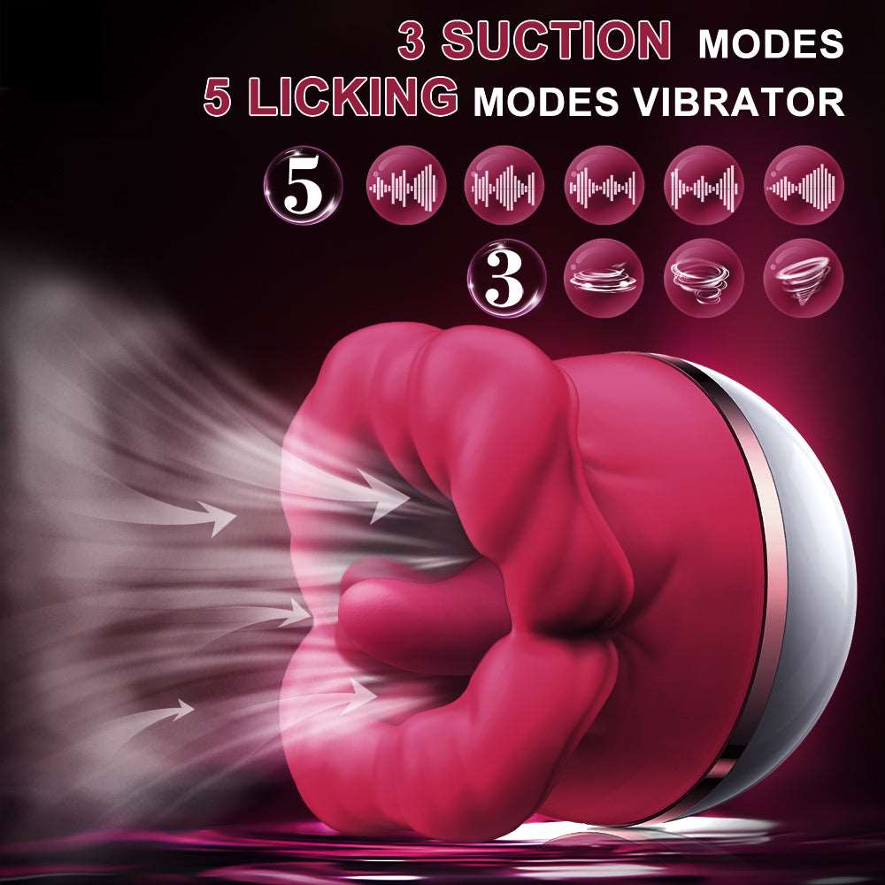 Sexeeg Big-Mouth Tongue Sucking Female Masturbator Massager Rechargeable Vibrator 