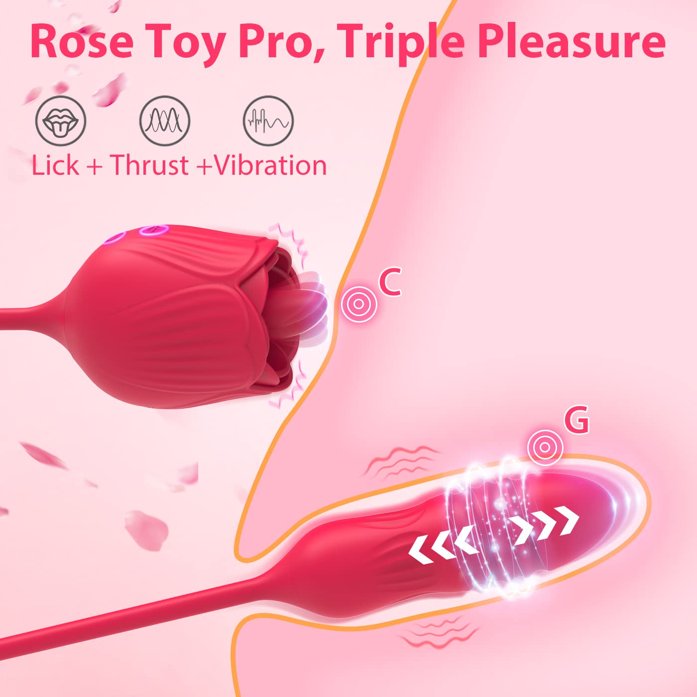 Sexeeg Rose Female Tongue Licking Egg Jumping Telescopic Masturbation Device Double-headed Vibrating Sex Toy