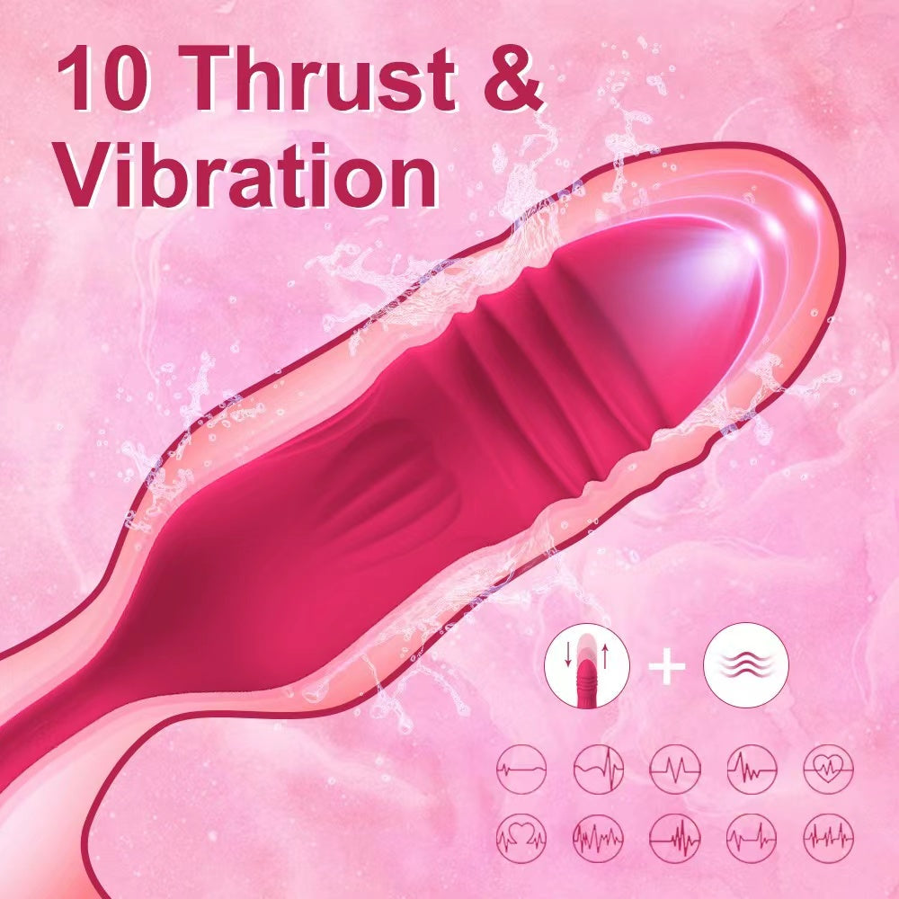 Sexeeg Rose Toy Vibrator Female Telescopic Egg Jumping Tongue Licker Sex Toys 