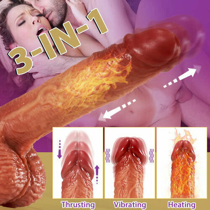 Sexeeg 3-in-1 Thrusting 5 Vibrations 42 â„?Heating Realistic Non-sticky Blush Dildo 9 Inch 