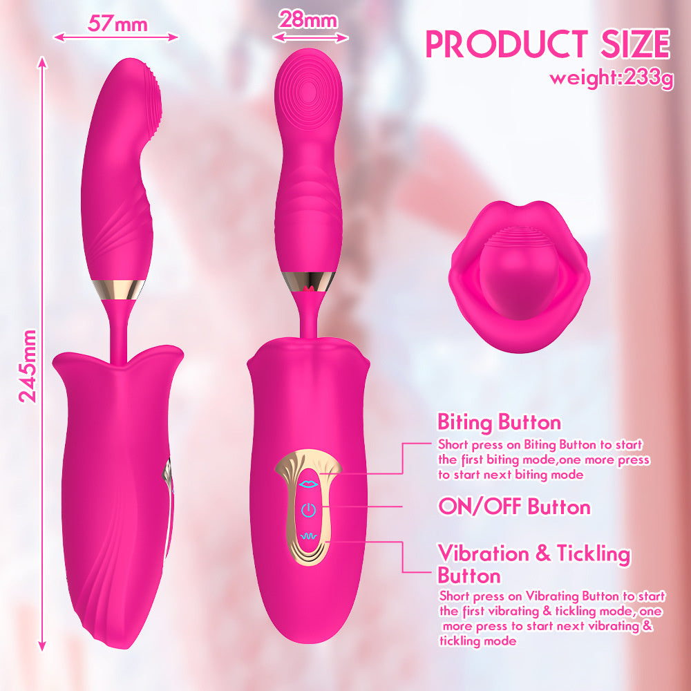 Sexeeg Rose Muncher Bite Vibrator G Spot Clitoris Stimulator Vagina Sucking Masturbator 