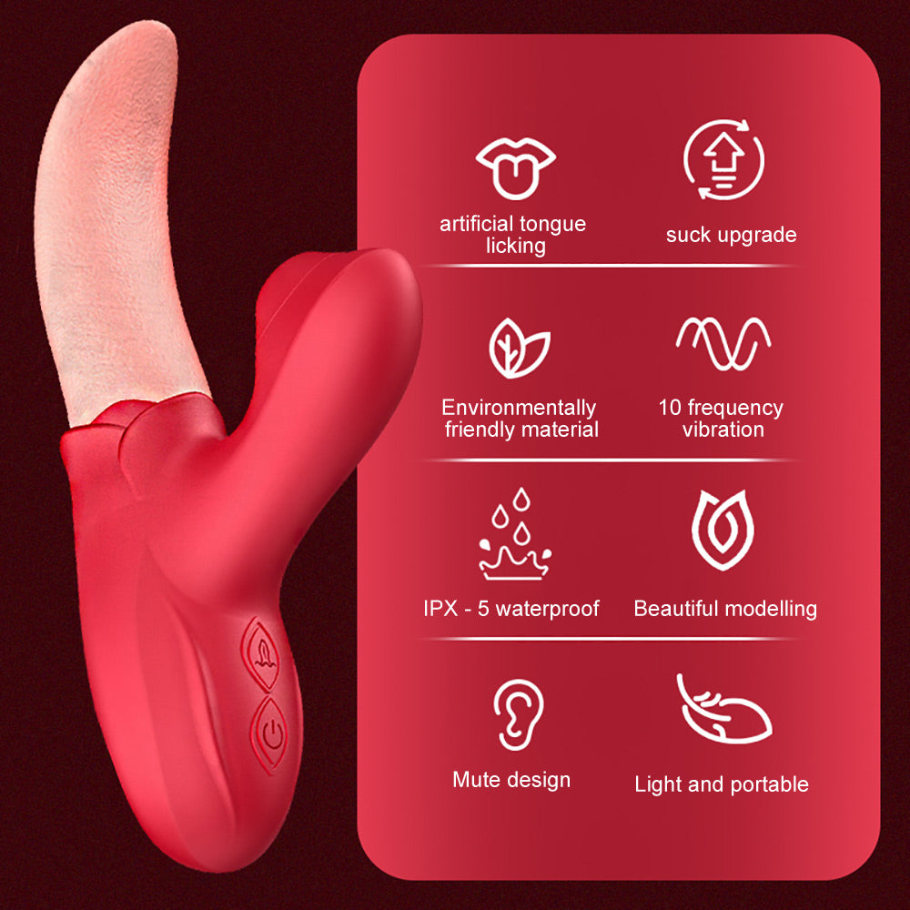 Sexeeg Rose Generation â…?Tongue Licking Vibrator Clit Sucking G Spot Stimulator Nipple Massager 