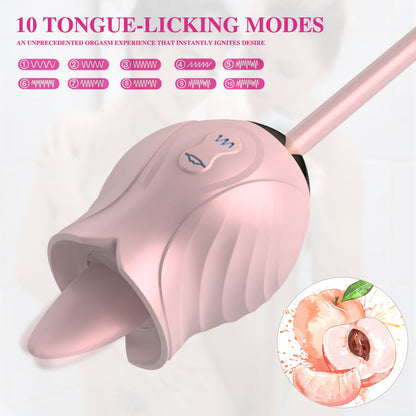 Sexeeg New Rose Toy Warming G-spot Tongue Licking Vibrator 