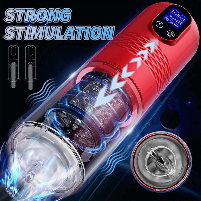 Sexeeg Strong stimulation Innovative Motors Telescoping LCD Display Masturbator 