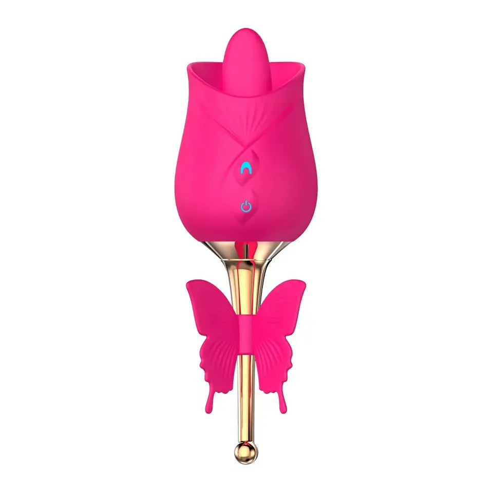 Sexeeg 10-Frequency Vibration Tongue Licking Rose Vibrator 