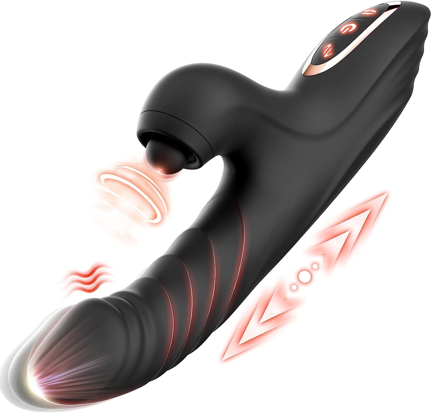 Sexeeg Thrusting Dildo Rabbit Vibrator for Women, Sex Toys Thrusting Vibrator Clitoris Stimulator with 10 Vibrations, 7 Thrusting Modes with Licking, G-spot Vibrators, Sex Toy for Women Couples Pleasure 