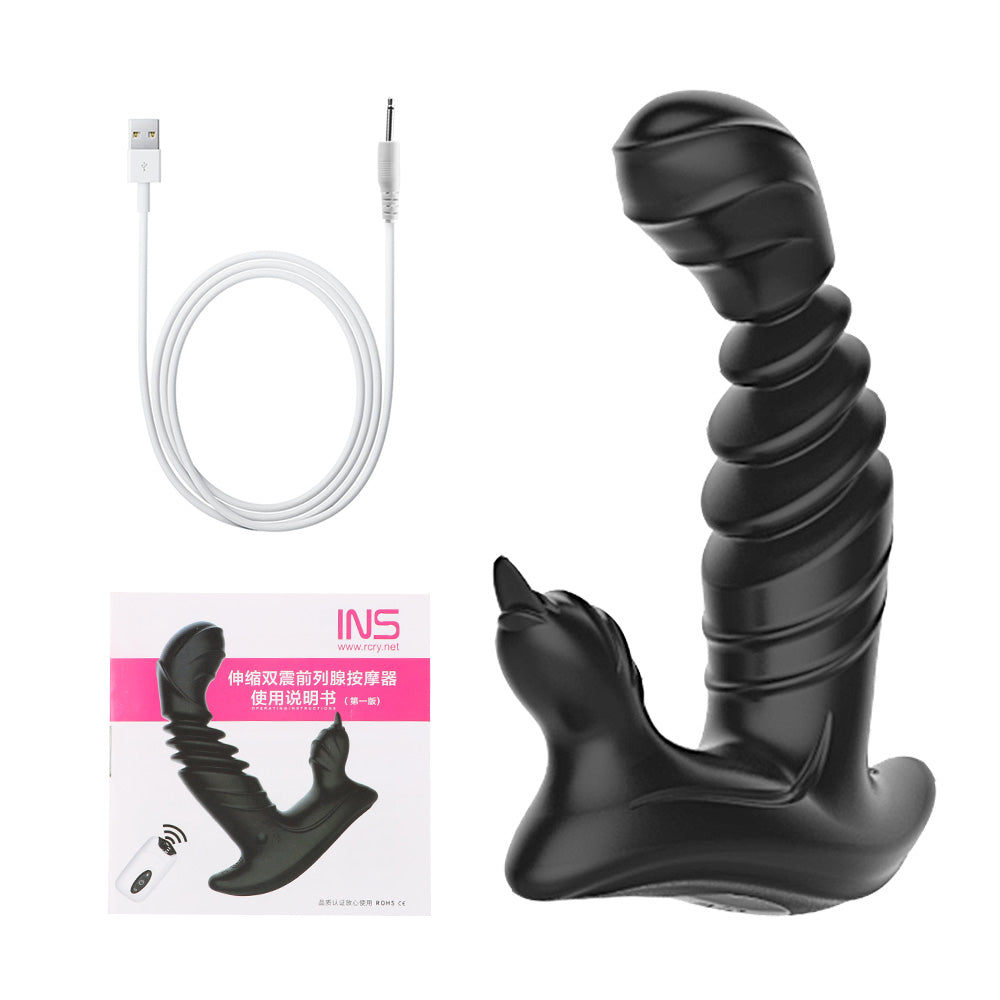 Sexeeg Telescopic Prostate Massager For Men And Women Double Shock Masturbation G-spot Vestibule Anal Plug Sex Toy