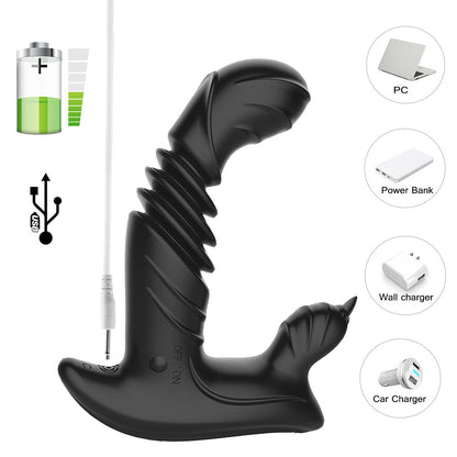 Sexeeg Telescopic Prostate Massager For Men And Women Double Shock Masturbation G-spot Vestibule Anal Plug Sex Toy