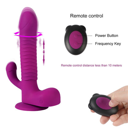 Sexeeg 360 Degree Rotating Telescopic Dildo Vibrator With Suction Cup Wireless Remote Control 