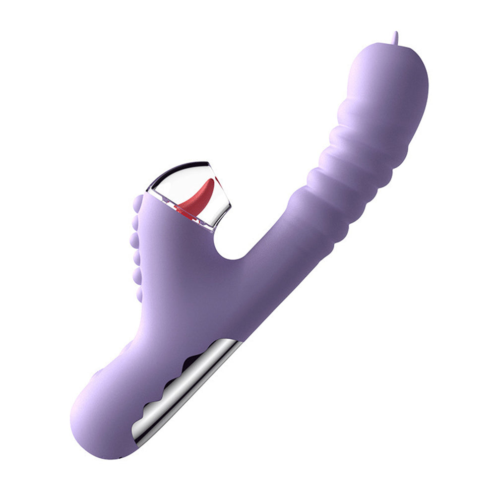 Sexeeg Small Dinosaur Vibrator - Multi-frequency Telescopic Tongue Sucking Clit Stimulation Vibrator 