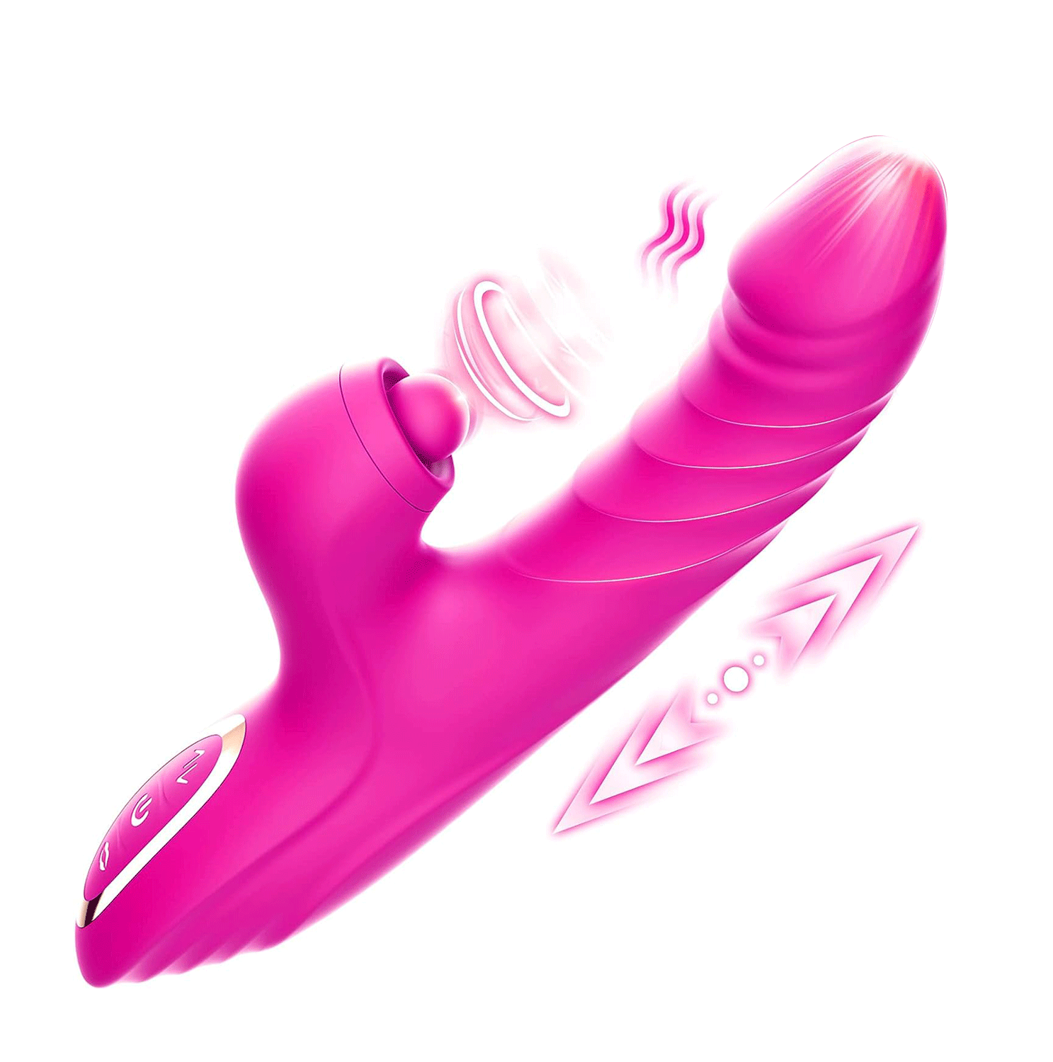 Sexeeg Thrusting Dildo Rabbit Vibrator for Women, Sex Toys Thrusting Vibrator Clitoris Stimulator with 10 Vibrations, 7 Thrusting Modes with Licking, G-spot Vibrators, Sex Toy for Women Couples Pleasure 