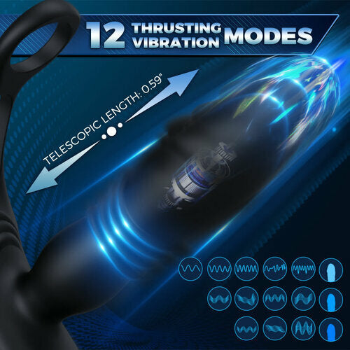 Sexeeg  3 -Thrusting & 12 -Vibrating Cock Rings Prostate Massager 