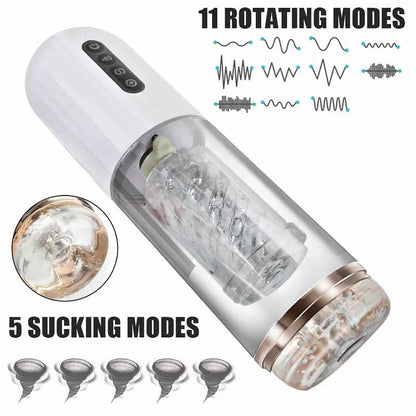 Sexeeg 10-Frequency Rotating 10-Frequency Retractable Male Masturbator