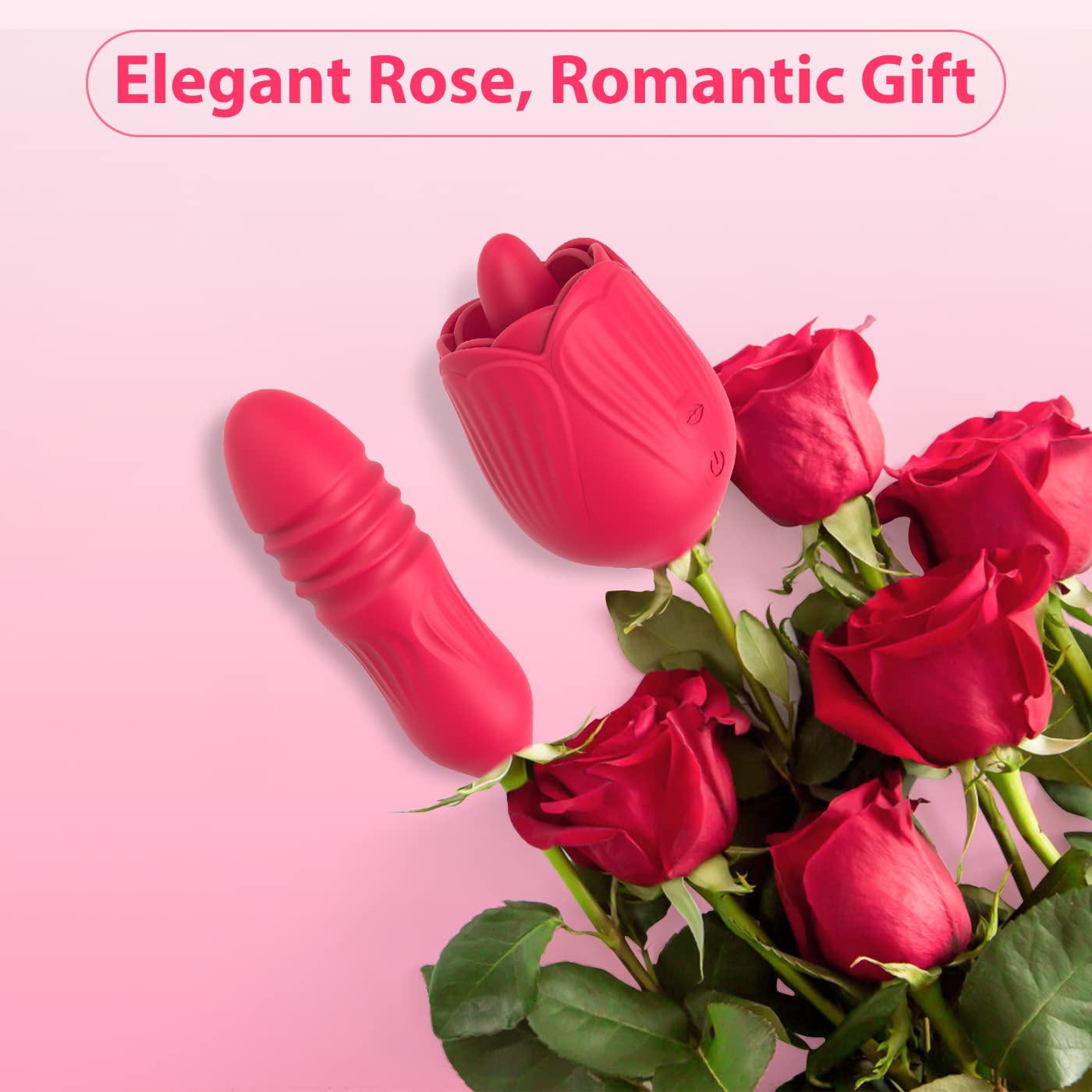 Sexeeg Rose Female Tongue Licking Egg Jumping Telescopic Masturbation Device Double-headed Vibrating Sex Toy