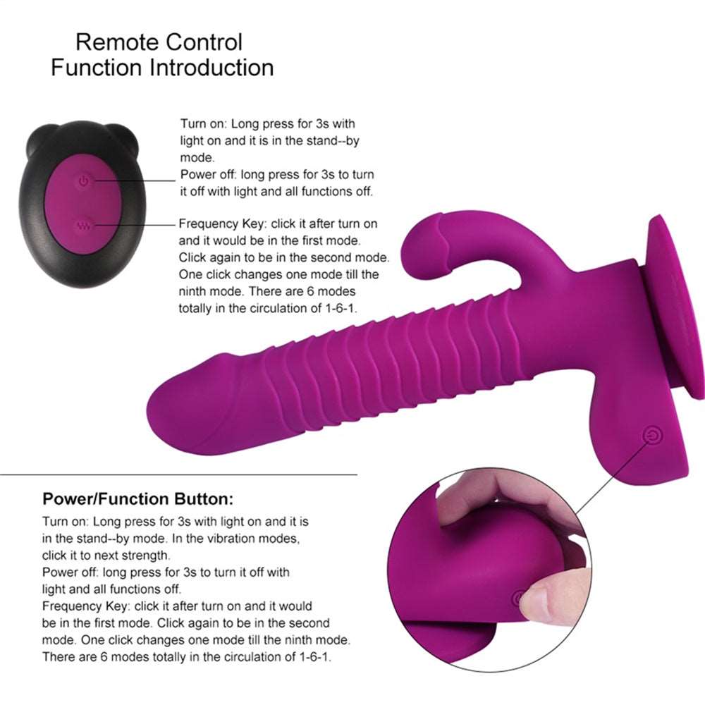 Sexeeg 360 Degree Rotating Telescopic Dildo Vibrator With Suction Cup Wireless Remote Control