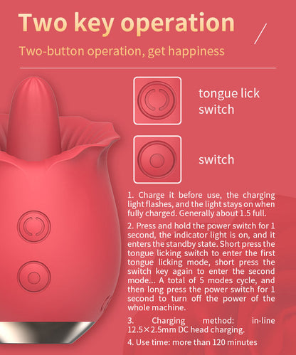 Sexeeg Powerful Rose Toy Vibrator With Tongue Licking Oral Nipple Clit Clitoris Stimulator