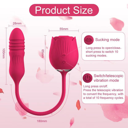 Sexeeg Rose Toy Vibrator Female Telescopic Egg Jumping Tongue Licker Sex Toys 