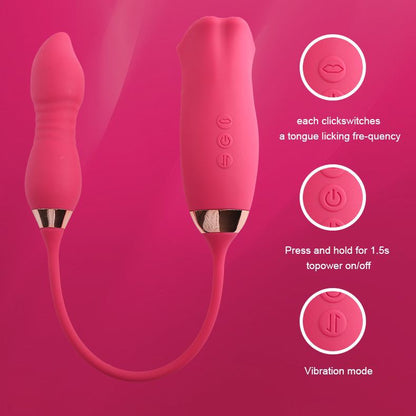 Sexeeg Rose Muncher Scarlet Rose kiss 3-in-1 Bitting & Thrusting Vibrator 