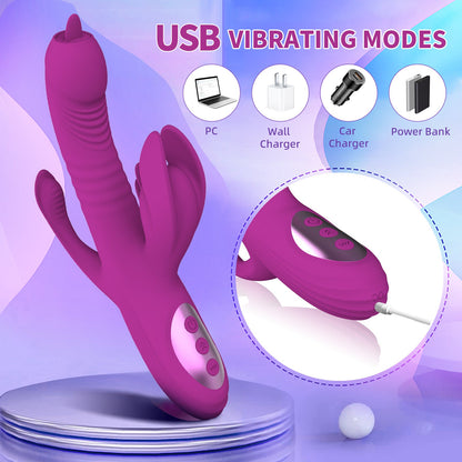 SexeegTrident 4-in-1 Heating Telescopic Swinging Tongue-licking Vibrator 