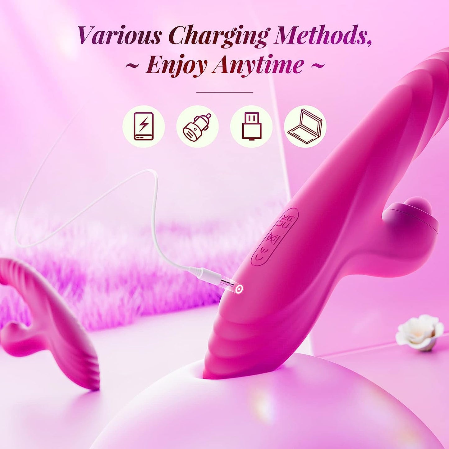 Sexeeg Thrusting Dildo Rabbit Vibrator for Women, Sex Toys Thrusting Vibrator Clitoris Stimulator with 10 Vibrations, 7 Thrusting Modes with Licking, G-spot Vibrators, Sex Toy for Women Couples Pleasure 