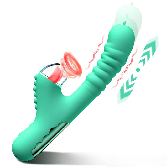 Sexeeg Small Dinosaur Vibrator - Multi-frequency Telescopic Tongue Sucking Clit Stimulation Vibrator
