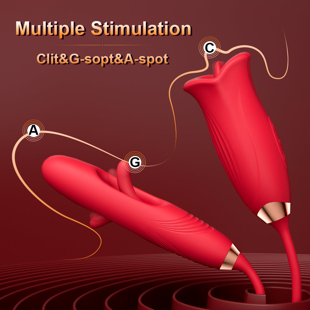 Sexeeg Rose Muncher Lip Tongue Suction Vibrator With Patting Dildo Vibrator 