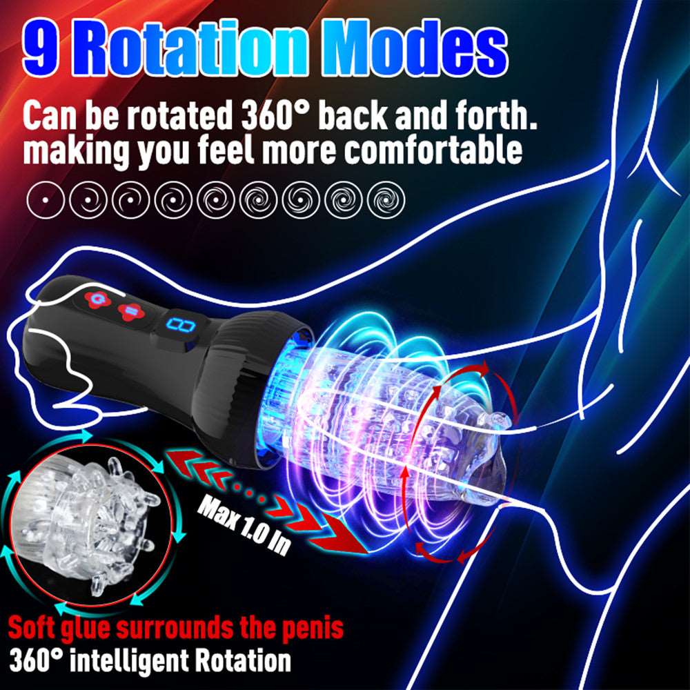 Sexeeg 4.0 Version Torch 9 *9 Thrusting Rotating Penis Stroker Male Rose Toy