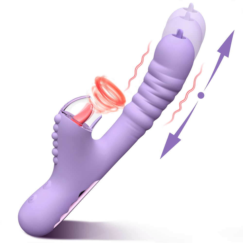 Sexeeg Small Dinosaur Vibrator - Multi-frequency Telescopic Tongue Sucking Clit Stimulation Vibrator 