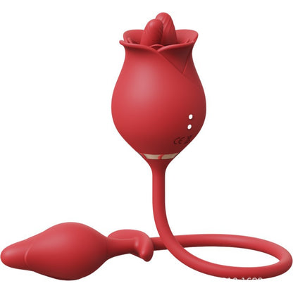 Sexeeg Romeo Double-pistil Tongue-licking Rose Toy With Vibrating Anal Plug