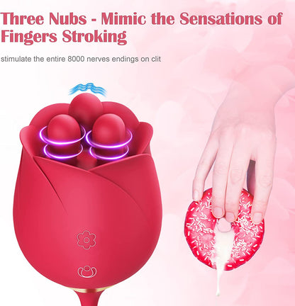 Sexeeg S475-7 4-in-1 Three Pistils Rose Toy With Telescopic Egg 