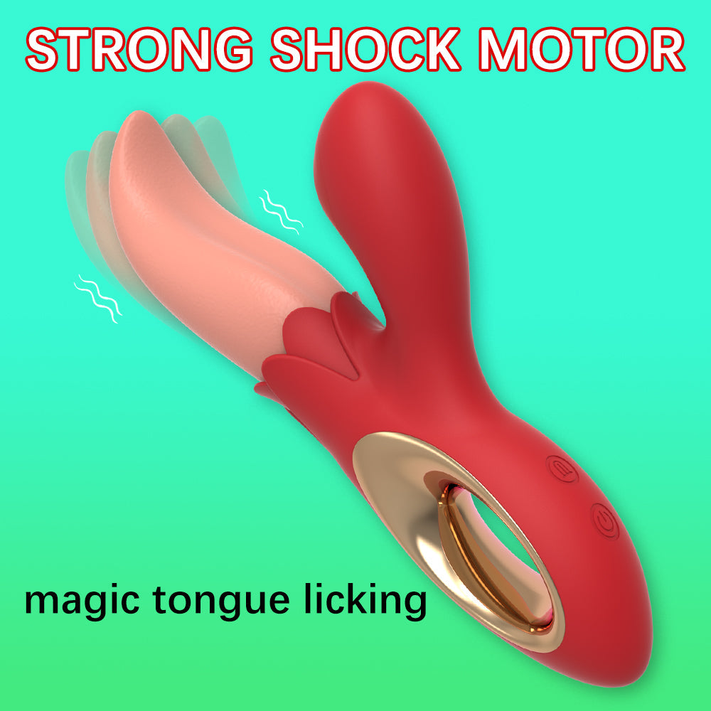 Sexeeg Multiple Frequency Conversion Sucking / Tapping Rose Tongue-licking Vibrator 