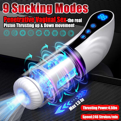 Sexeeg 3-in-1 Thrusting Rotating Sucking Deep-throat Male Masturbator